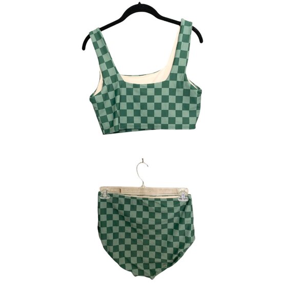 Albion Swim Albion Green Check Olivia Swim Crop Top With High